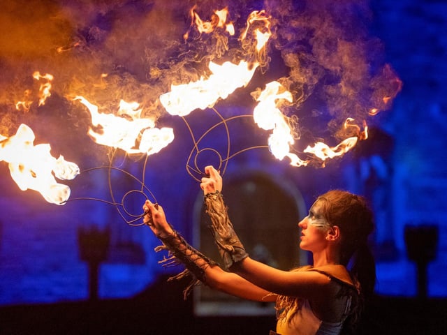 Scotlands pioneering Celtic Fire Theatre company, PyroCeltica led the Procession with Edinburghs Harbinger Drum Crew